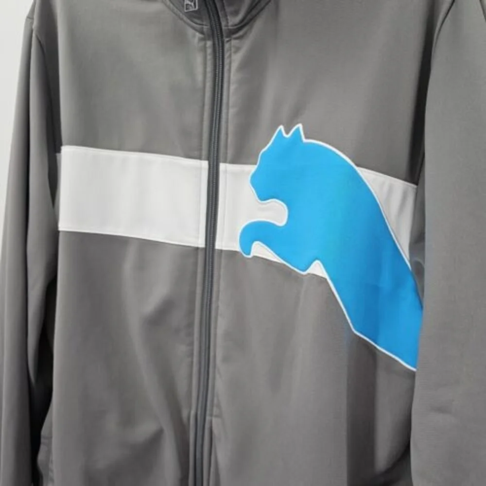 Puma Mens Medium Zip Up Track Jacket (Lot Of 2) Gray Logo Pockets 100% Polyester